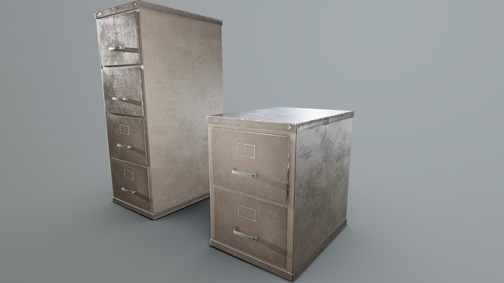 Filing Cabinets Variant 4 - Beige 3D Model