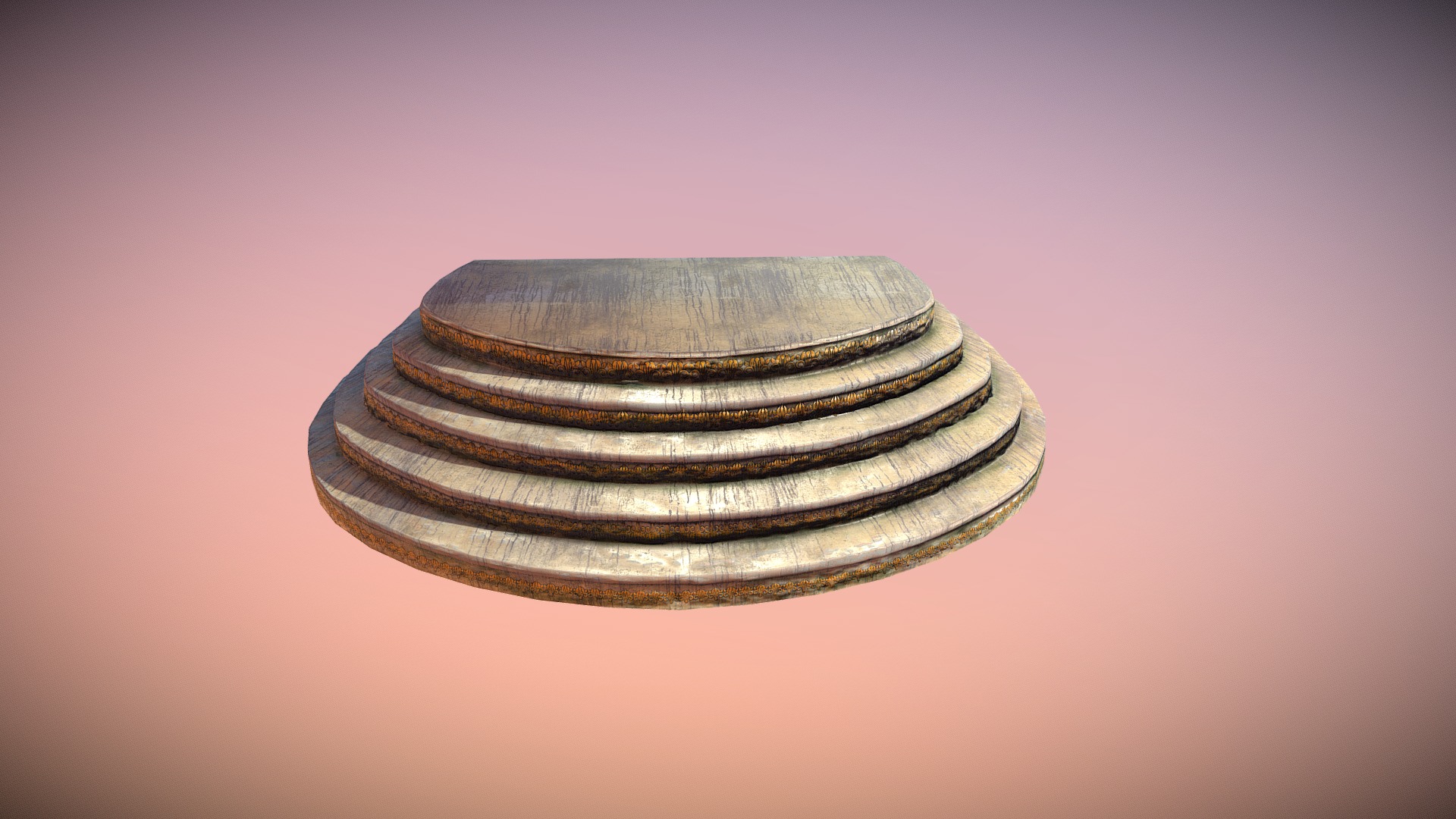 3D model Stairs 7 - This is a 3D model of the Stairs 7. The 3D model is about a stack of gold coins.