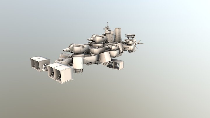 Great Big Dieselpunk Gunship 3D Model