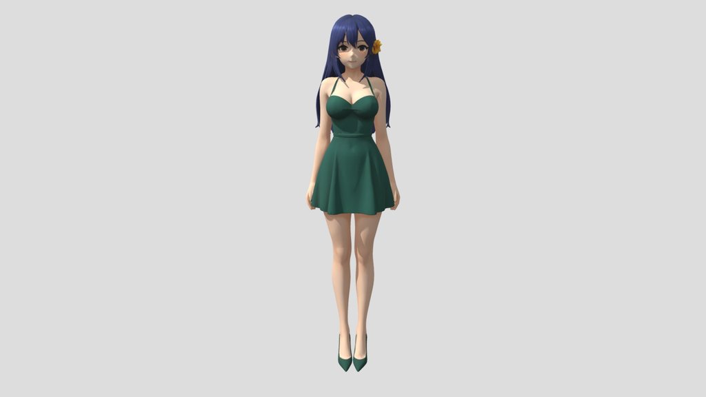 Dark green dress girl 1