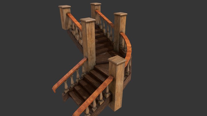 Woden Hall Stair 3D Model