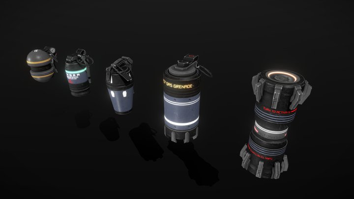 Scifi Hand Grenades 3D Model