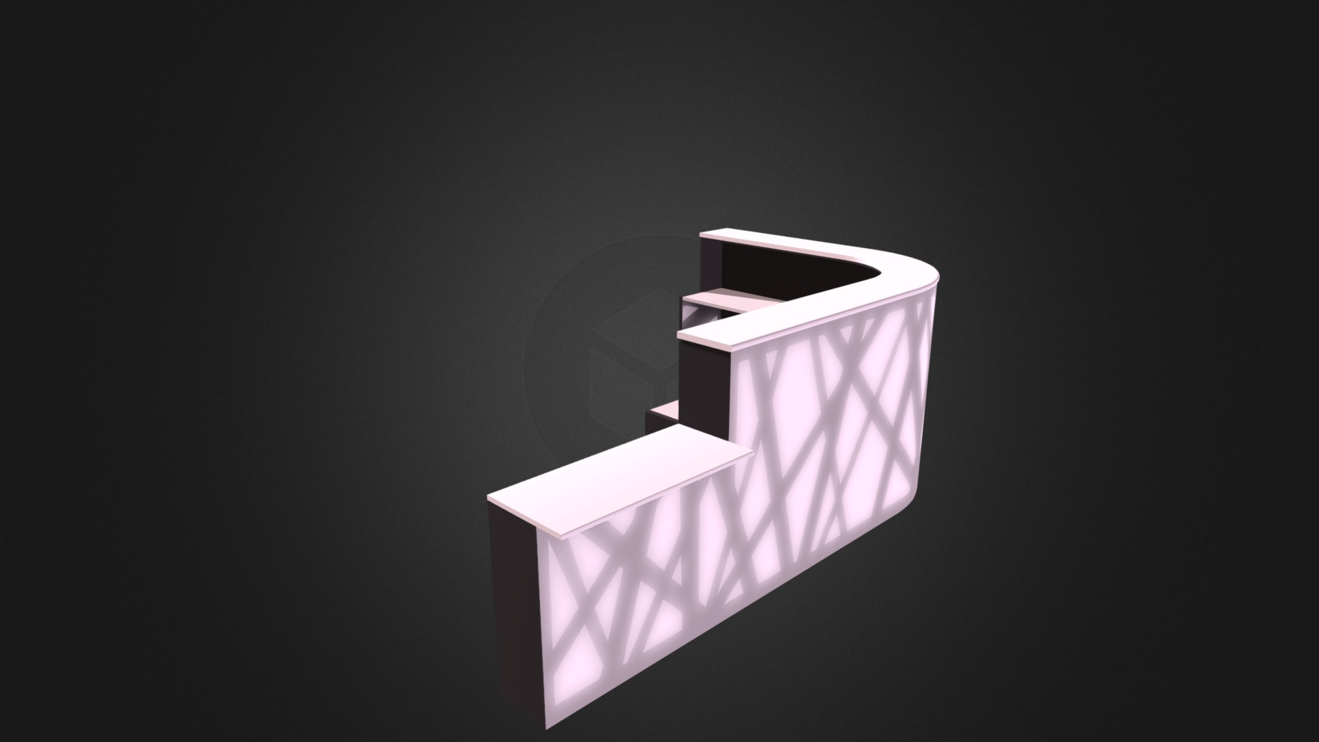 3D model Long Rounded Reception Desk D Model - This is a 3D model of the Long Rounded Reception Desk D Model. The 3D model is about a white box with a black background.