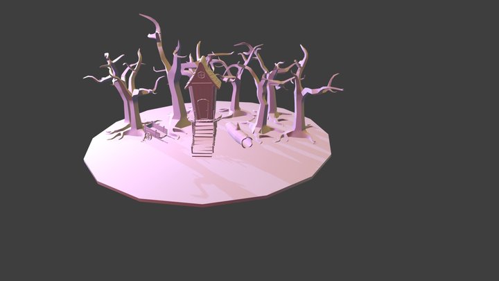 Diorama Scary Forest Stylized 3D Model