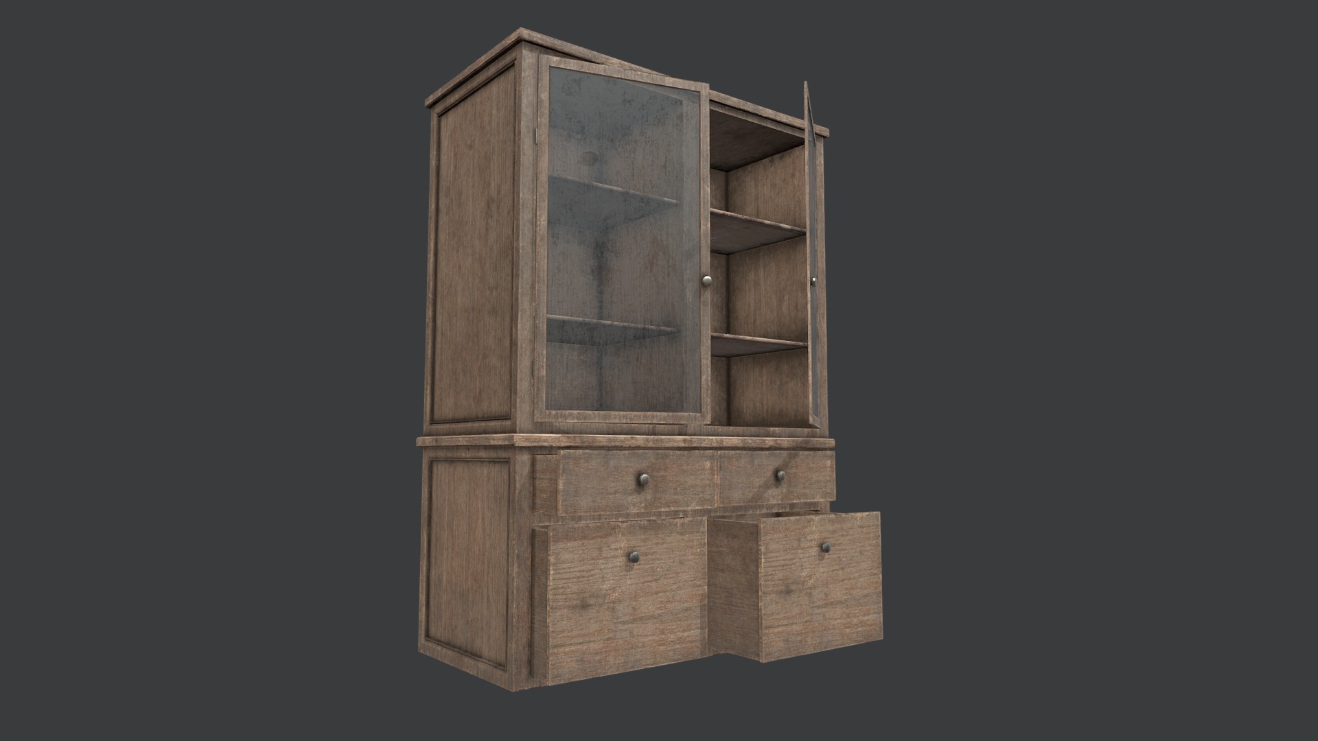 3D model Wood Cabinet 3A PBR - This is a 3D model of the Wood Cabinet 3A PBR. The 3D model is about a wooden cabinet with a door.