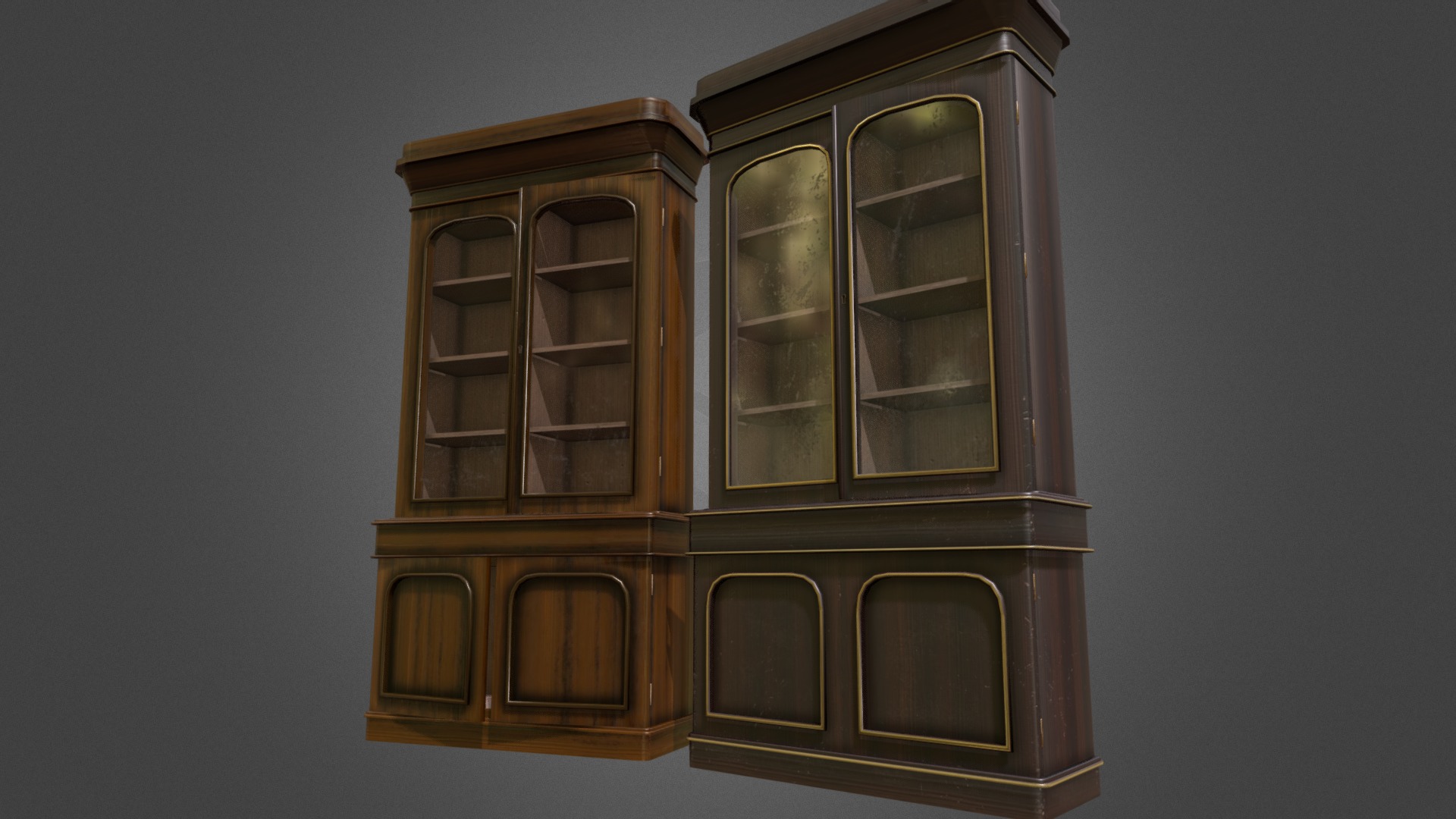 3D model Bookcase - This is a 3D model of the Bookcase. The 3D model is about a gold and black box.