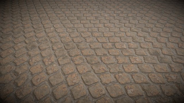 Curved Cobblestone 3D Model