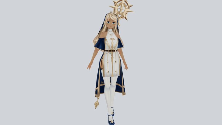 Anime Girl Cleric 3D Model