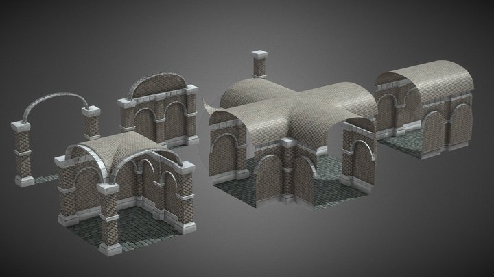 Victorian era-inspired modular environment kit 3D Model