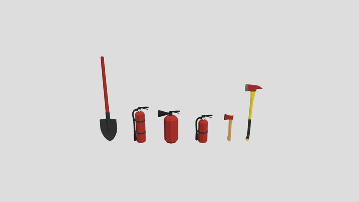 Fire extinguishers low poly pack 3D Model