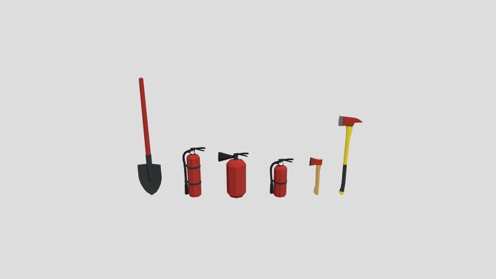 Fire extinguishers low poly pack