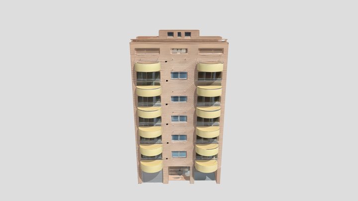 Apartment Building - Modern Brick Architecture 3D Model