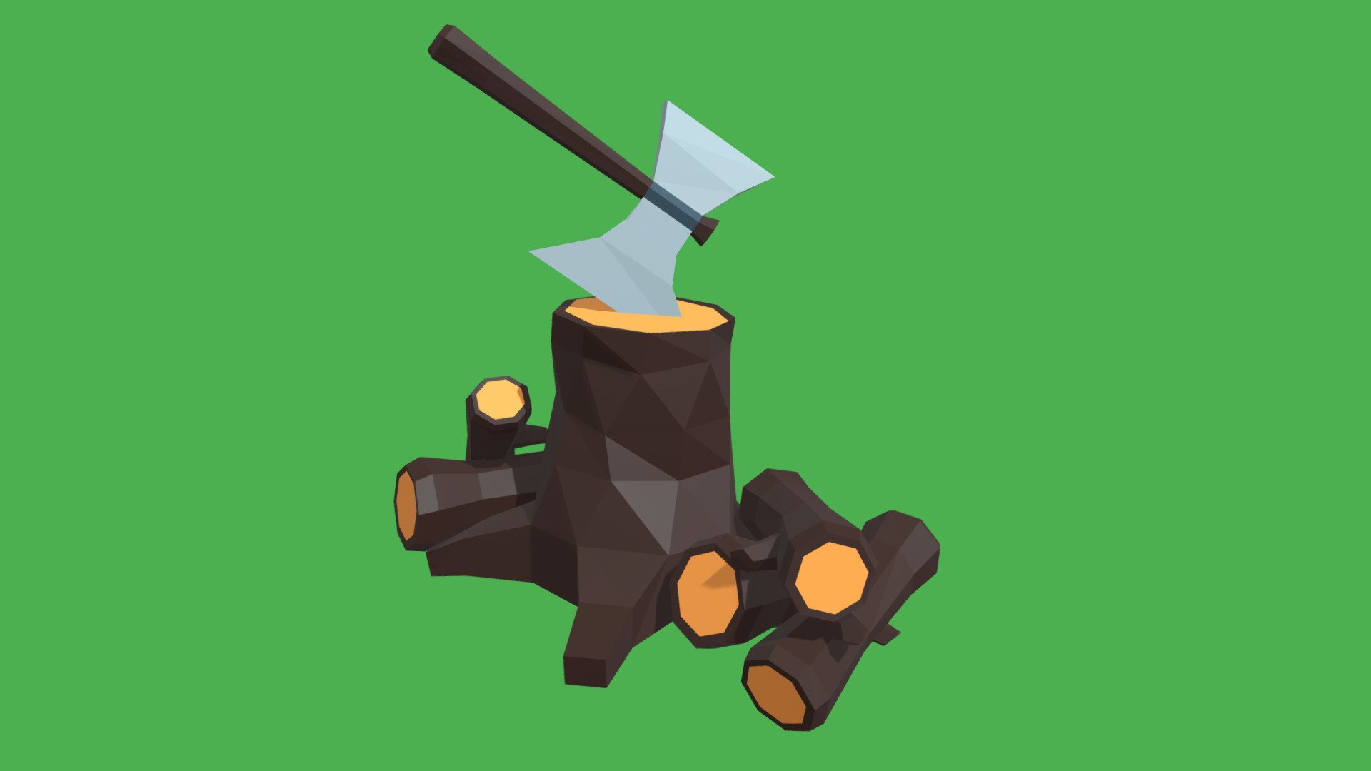 Log & Axe Game Asset Download Free 3D model by djcarson [e6a0754