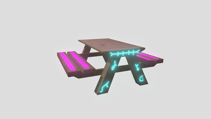 Low Poly Sci-fi Medieval Bench 3D Model