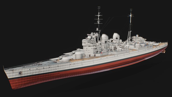 HMS Hood 1942 Refit 3D Model