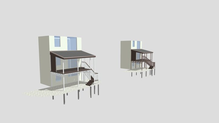 Проект терраса с навесом 2 этажа 3D Model