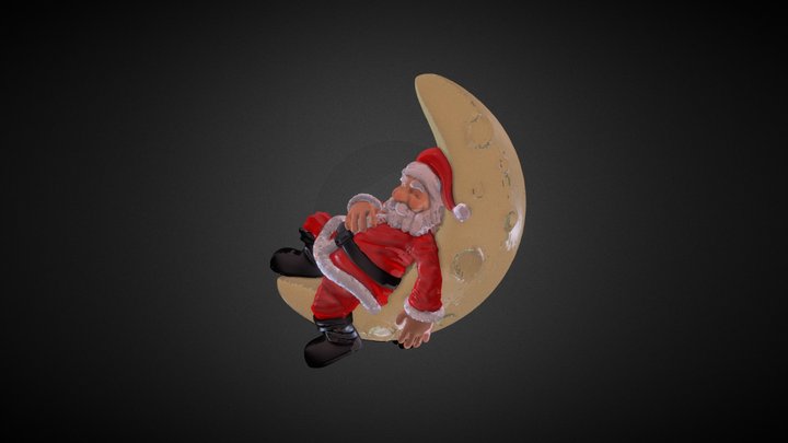 Santa on the Moon 3D Model