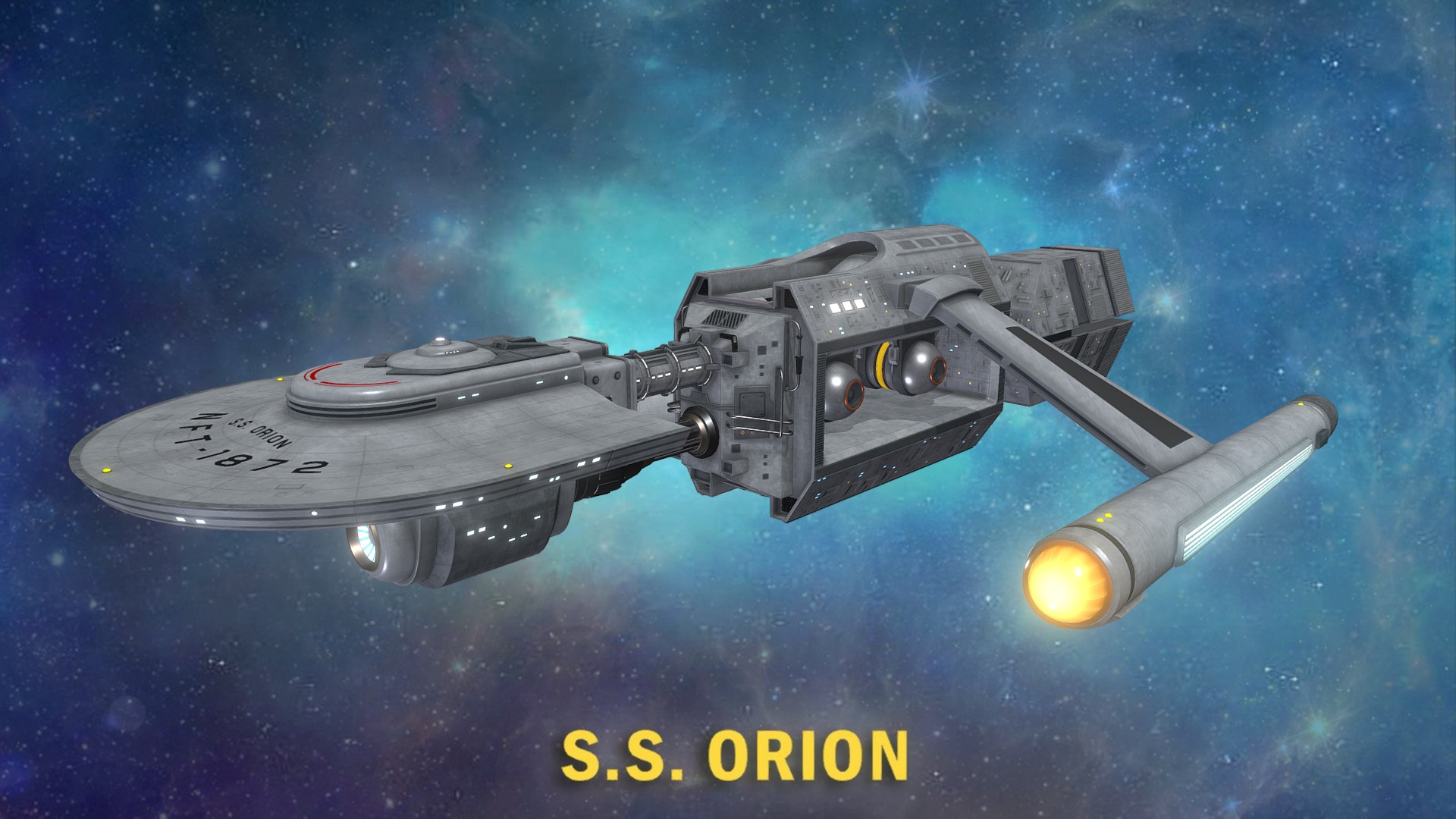 3D model SS Orion - This is a 3D model of the SS Orion. The 3D model is about a space ship in space.