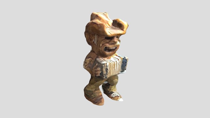 Accordion-playing Cowboy Carving 3D Model