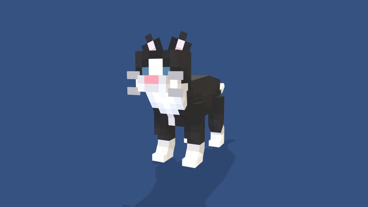 3D Pixel Tuxedo Cat 3D Model