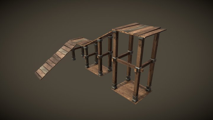 Wooden Access Ramp 3D Model
