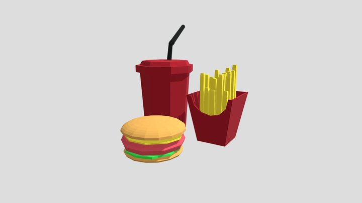 Low Poly Burger Menu(Free Download) 3D Model
