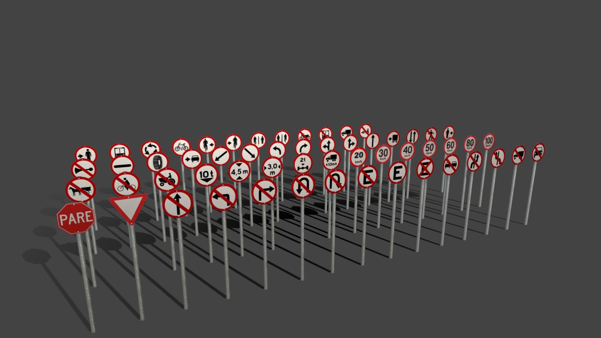 Regulatory Road Signs Buy Royalty Free 3D model by LucasPresoto