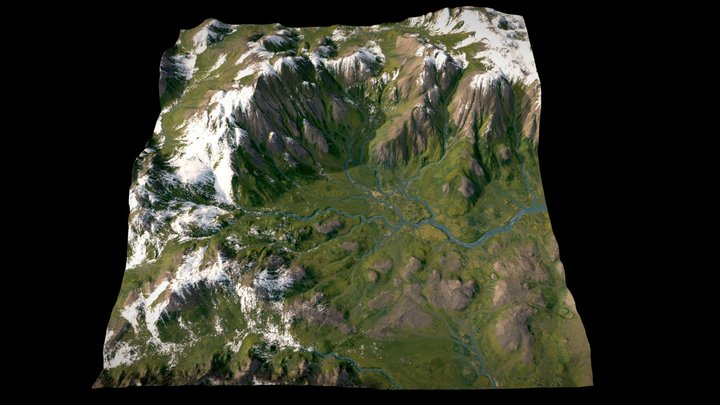 Snowy Mountain Landscape 3D Model