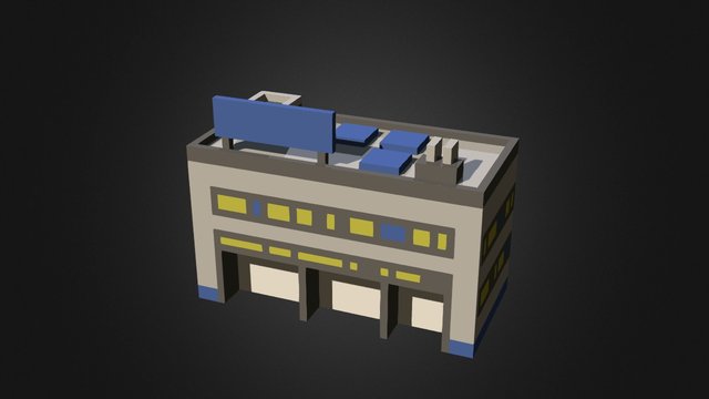 Isometric low-poly shop building 3D Model