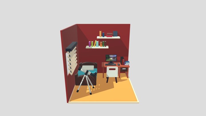 Red Bedroom 3D Model