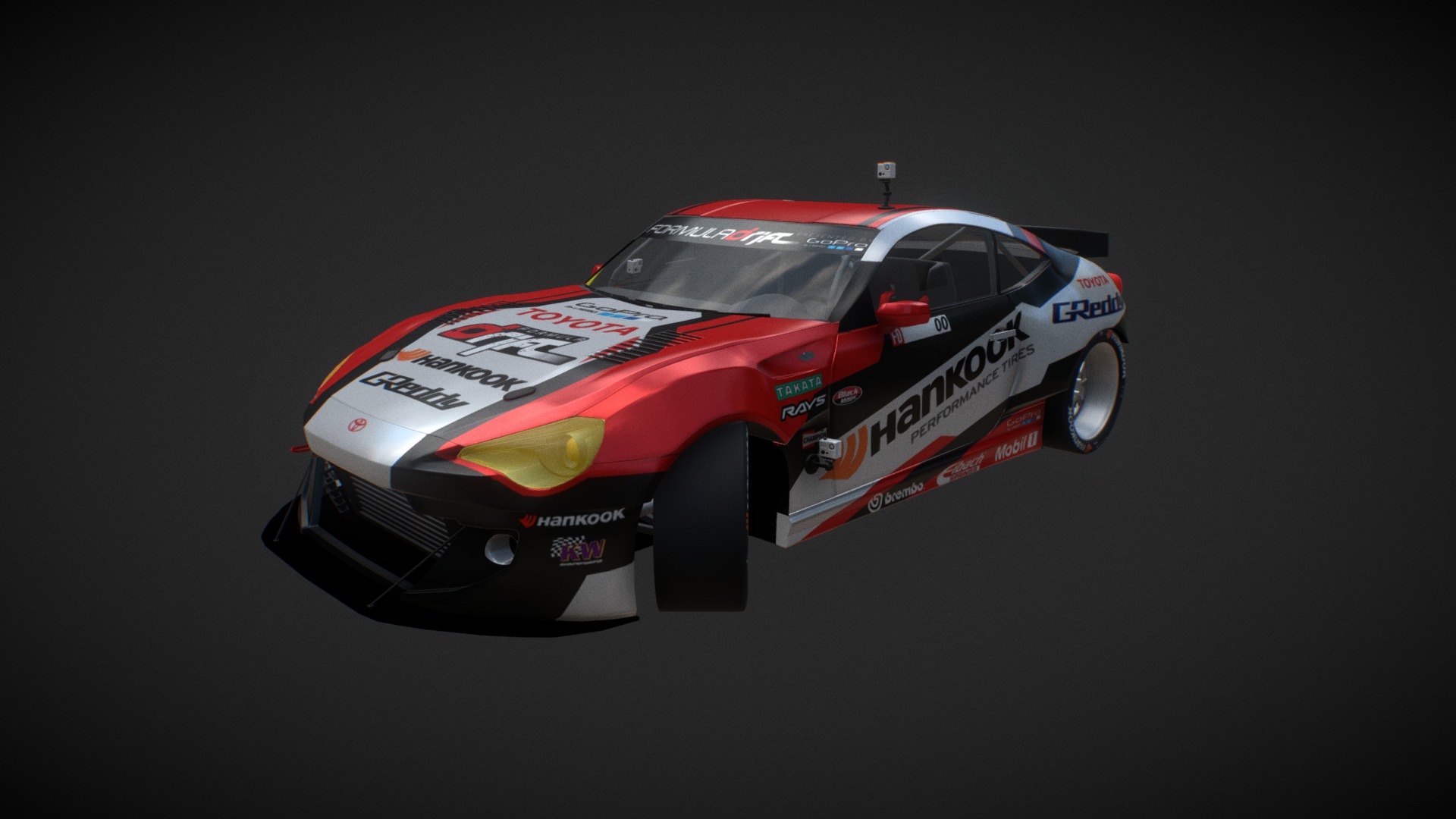 3D model Toyota GT86 RocketBunny - This is a 3D model of the Toyota GT86 RocketBunny. The 3D model is about a race car with a number on it.