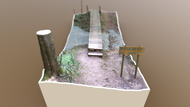 Pont de bois sur le ruisseau de Gincey 3D Model