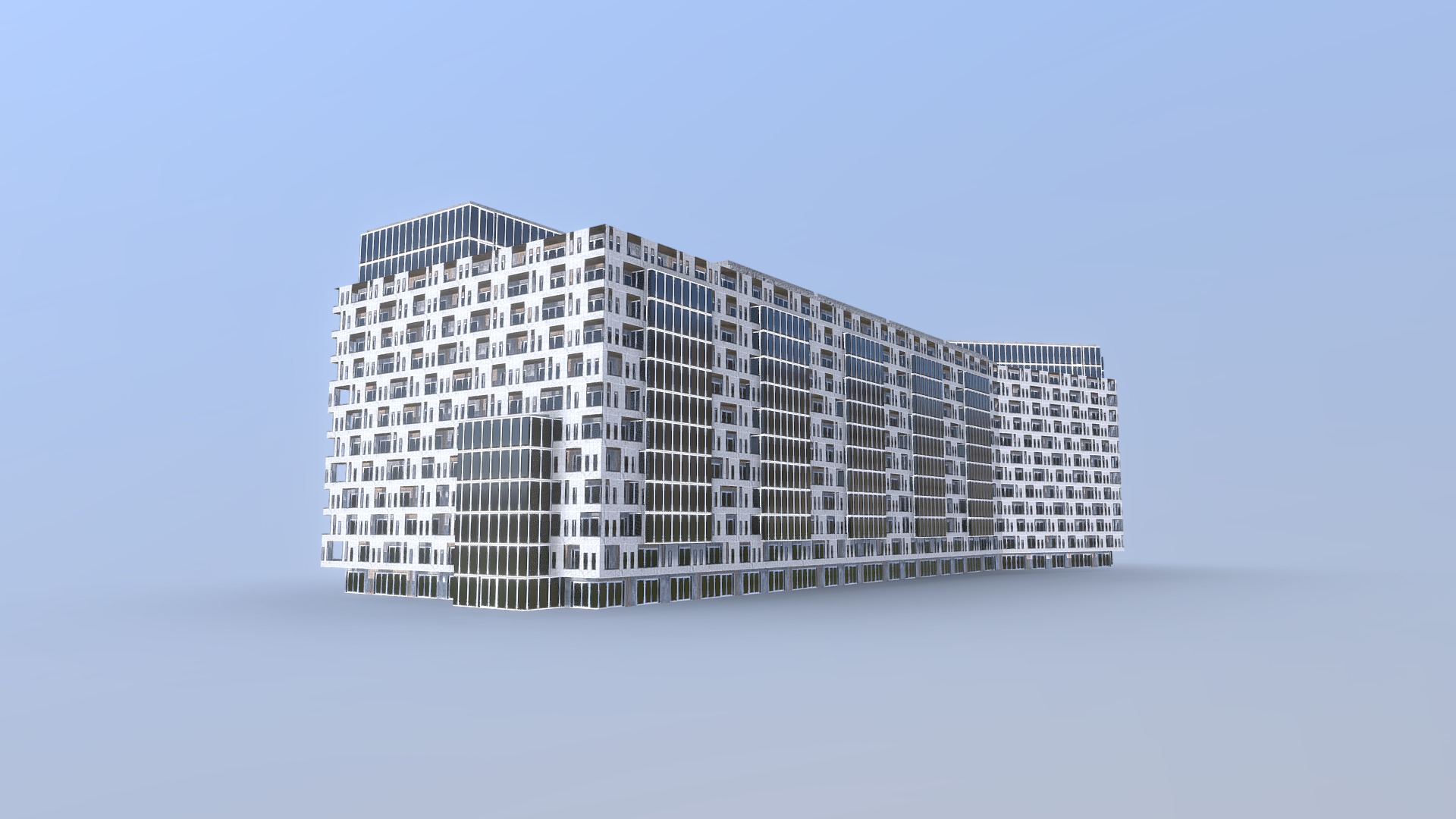 3D model River Point - This is a 3D model of the River Point. The 3D model is about a tall building with many windows.