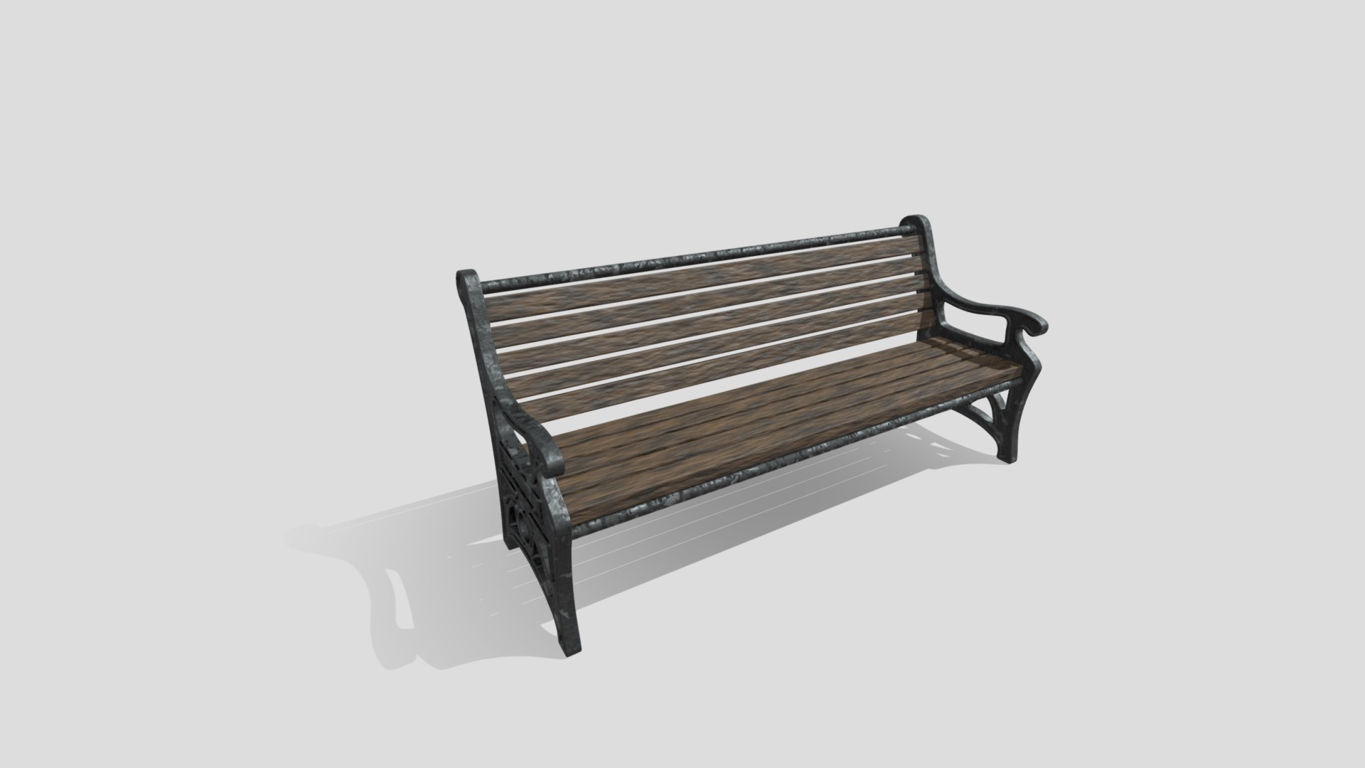 3D model Park Bench - This is a 3D model of the Park Bench. The 3D model is about a wooden bench with a white background.