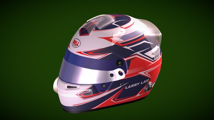 #90 Larry Lam Ar 2018 Bell racing helmet HP7 3D Model