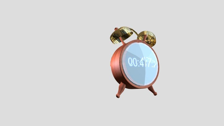 An Antique clock with digital timer 3D Model