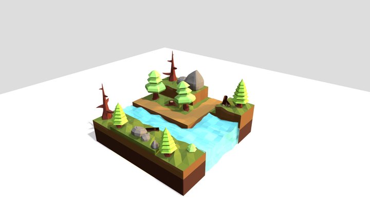 Low Poly Forest Scene 3D Model