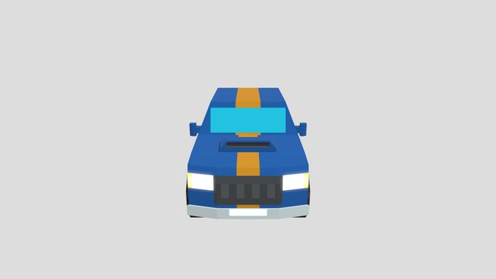 Low Poly Pixel Art Texture Car 3D Model