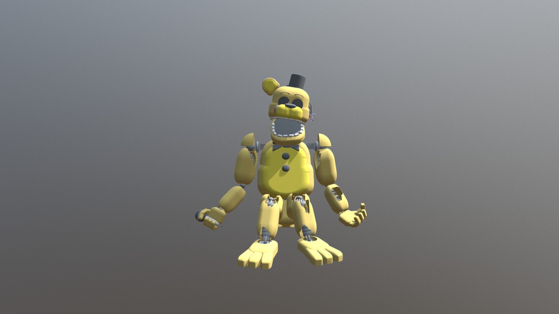 3д модель фредди. Голден Фредди 3d. 3 D модели Голден Фредди. Withered Golden Freddy. Моделька Голден Фредди 3д.