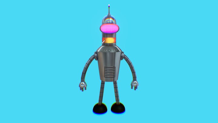 Bender Futurama RetroWave Skin 3D Model