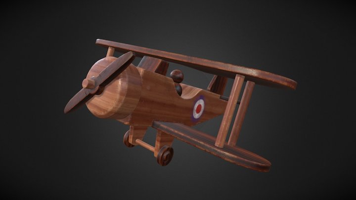 Wooden Biplane Toy 3D Model