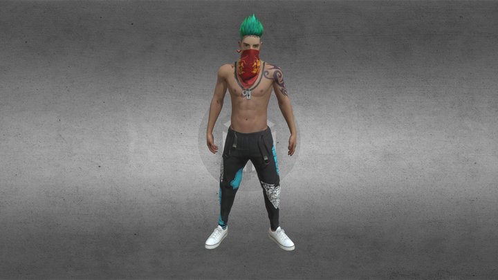 free fire green hair boy by pacegaming