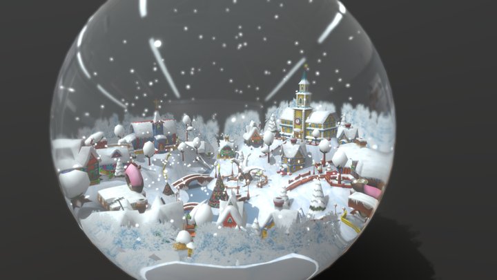 3DRT - Christmas village snowglobe 3D Model