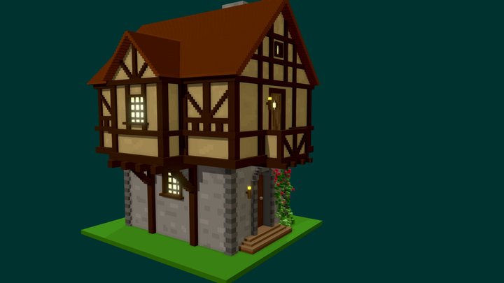 Small Medieval House (voxel) 3D Model