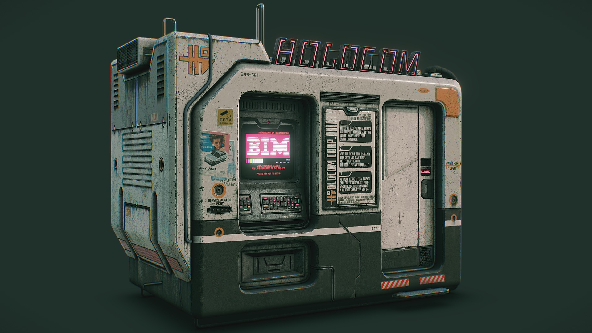 3D model Cyberpunk Holocom Booth - This is a 3D model of the Cyberpunk Holocom Booth. The 3D model is about graphical user interface.