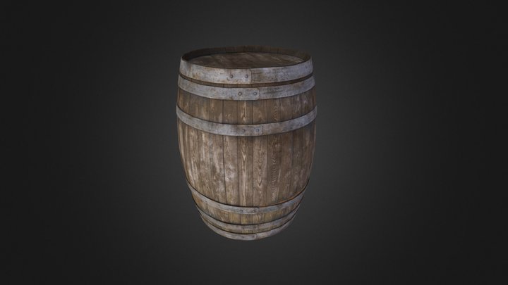 Wooden Barrel 3D Model