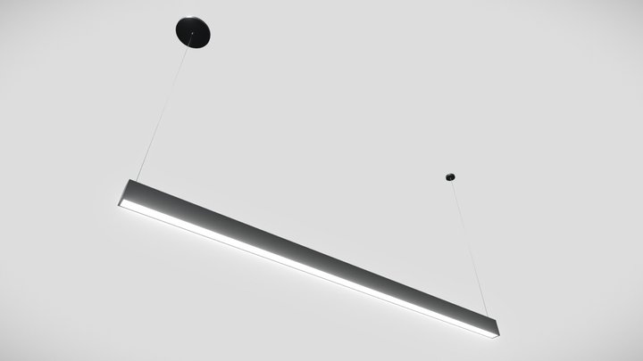 Slim 1.3″ 4 FT Semi direct Light Fixture - Black 3D Model