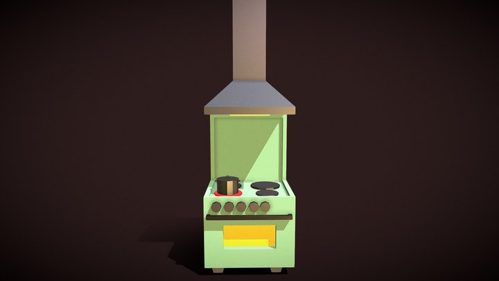 Electric stove and extractor 3D Model