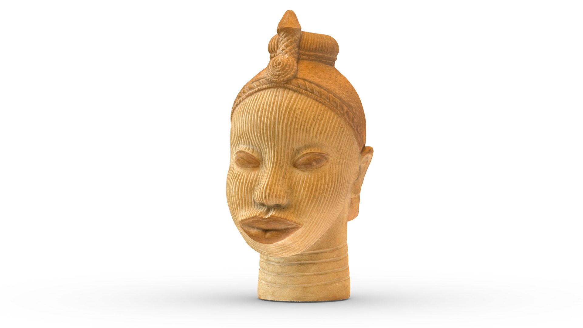 3D model Ceramic head from Nigeria - This is a 3D model of the Ceramic head from Nigeria. The 3D model is about a wooden head of a person.