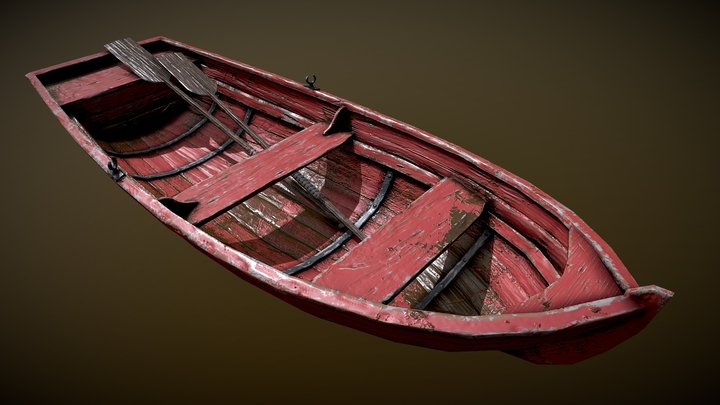 Low Poly Rowing Boat 3D Model